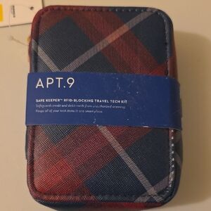 Apt. 9 Plaid RFID-Blocking Tech Kit - Blue and Red